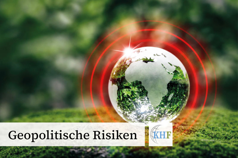 Geopolitische Risiken Kristallerde mit roten Kreisen